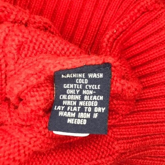 CHAPS Women's Red V-Neck Cable Knit Long Sleeve Sweater Size XL - Picture 7 of 8
